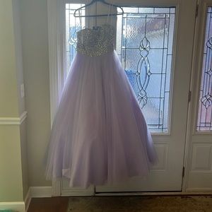 Size 12 lavender tulle and beaded top strapless pageant dress